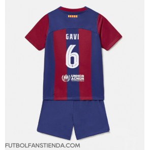 Barcelona Paez Gavi #6 Primera Equipación Niños 2023-24 Manga Corta (+ Pantalones cortos)